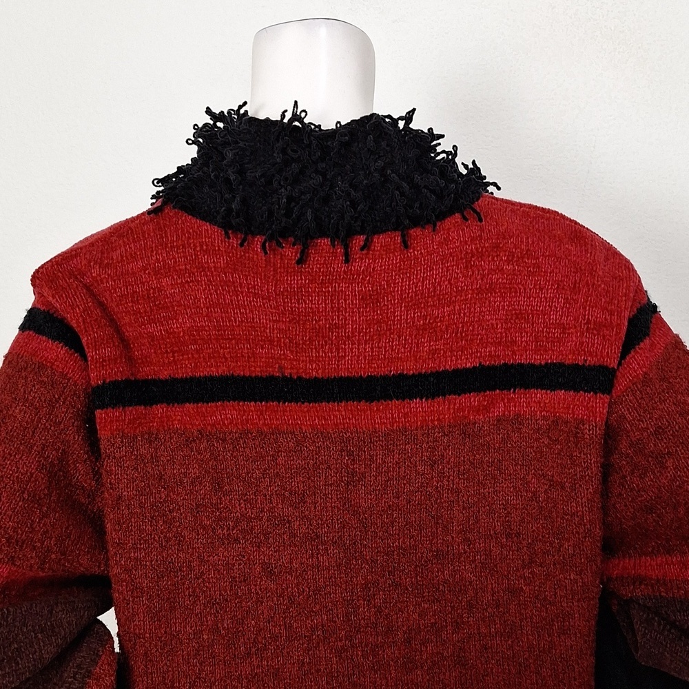 N8tive Bits By Sandi and Jo Red Black Southwestern Open Front Cardigan Size L - Picture 8 of 13